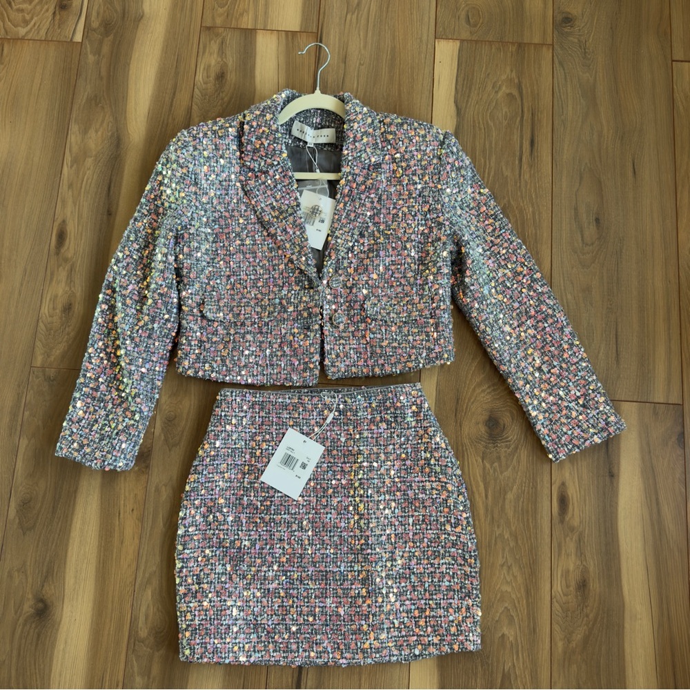 Endless Rose Multicolor Tweed Mini Skirt